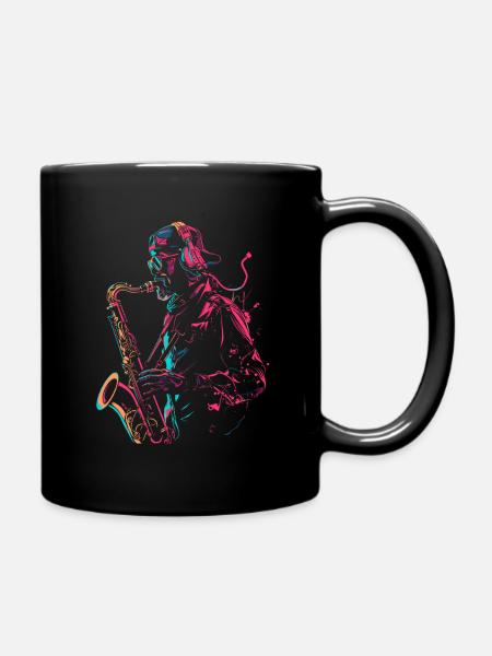 Saxophonist Steampunk - Tasse einfarbig - Schwarz