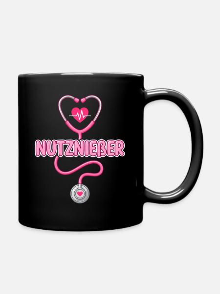 NUTZNIEẞER Lustiges Pflege Krankenschwester Arzt M - Tasse einfarbig - Schwarz