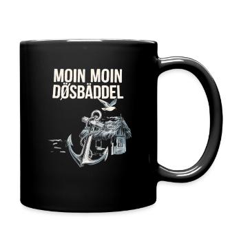  Moin Moin Dösbäddel Nordsee Spruch Anker Möwe - Tasse einfarbig - Schwarz - Rechts