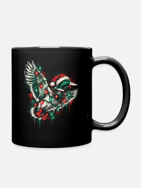 Weihnachts-Taube in Aquarellstil - Tasse einfarbig - Schwarz