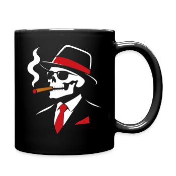 Noir-Skelett mit Zigarre - Tasse einfarbig - Schwarz - Rechts