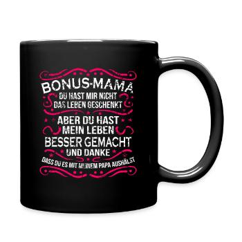 Bonus Mama Stiefmutter Geschenk Beste Stiefmama - Tasse einfarbig - Schwarz - Rechts