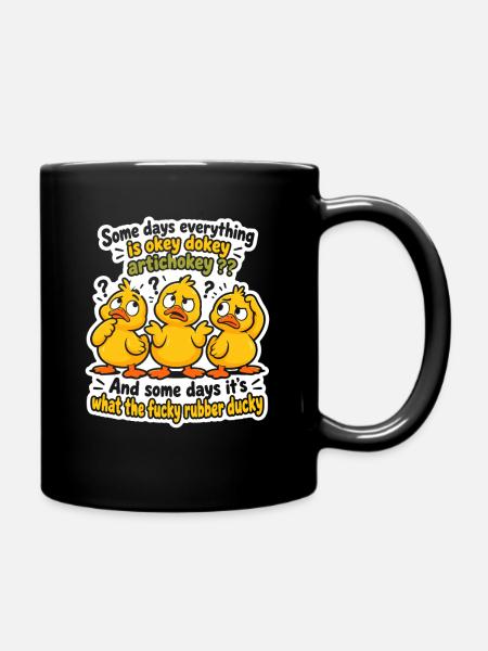 Drei Quietscheentchen Spruch - Tasse einfarbig - Schwarz