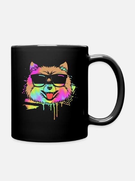 Pomeranian Zwergspitz Hund - Tasse einfarbig - Schwarz