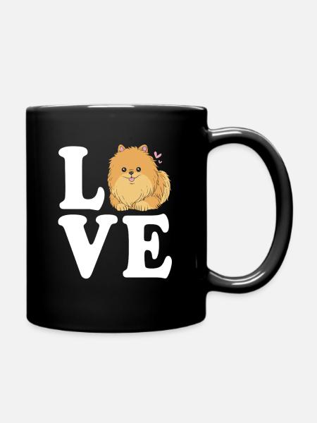 Pomeranian Zwergspitz Hund - Tasse einfarbig - Schwarz