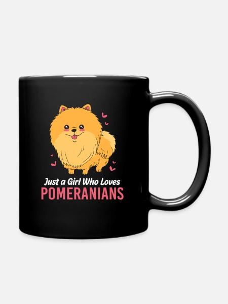 Pomeranian Zwergspitz Hund - Tasse einfarbig - Schwarz