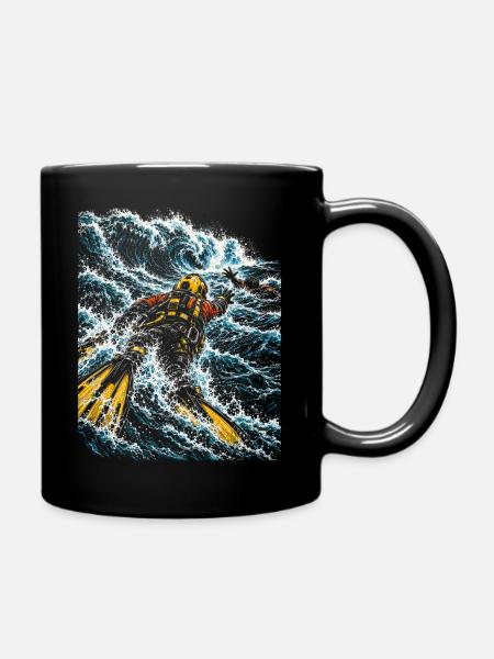 Rettungsschwimmer Wasserrettung - Tasse einfarbig - Schwarz