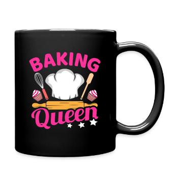 Baking Queen Bake Kitchen Küche Backen Spruch - Tasse einfarbig - Schwarz - Rechts