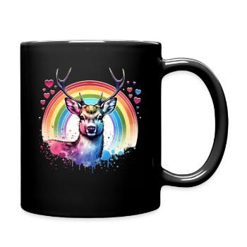 Weisswedelhirsch Motiv - Tasse einfarbig - Schwarz - Rechts