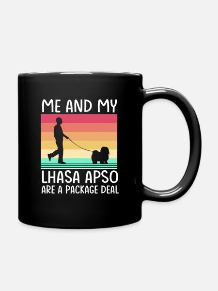 Lhasa Apso Hund - Tasse einfarbig - Schwarz