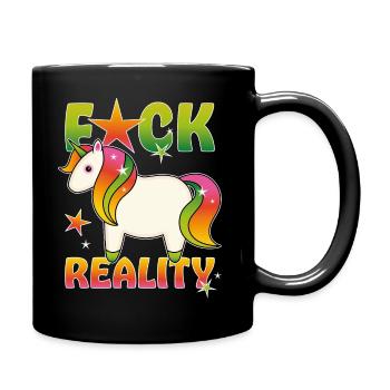Regenbogen Einhorn - Tasse einfarbig - Schwarz - Rechts