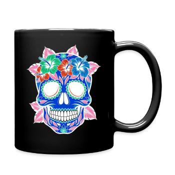 Halloween Sugar Skull pastell - Tasse einfarbig - Schwarz - Rechts