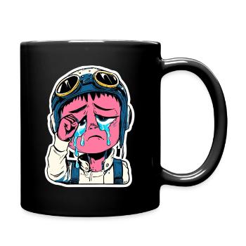 Feuchter Pilotenaufkleber - Tasse einfarbig - Schwarz - Rechts