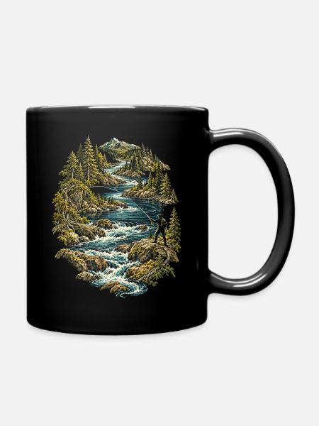 Fliegenfischen Fliegenangler - Tasse einfarbig - Schwarz