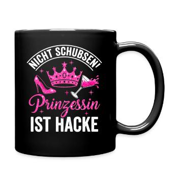 Prinzessin – Pinke Glitzer Krone mit High Heel - Tasse einfarbig - Schwarz - Rechts