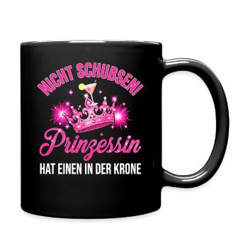Nicht schubsen! Prinzessin – Krone & Cocktail - Tasse einfarbig - Schwarz - Rechts
