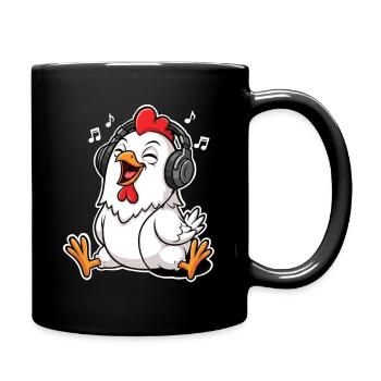 Huhn Musik - Tasse einfarbig - Schwarz - Rechts
