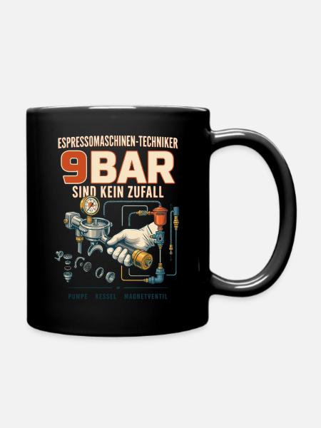 9BAR Espresso Technik Motiv - Tasse einfarbig - Schwarz