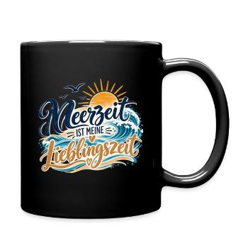 Meerzeit Lieblingszeit Strand - Tasse einfarbig - Schwarz - Rechts