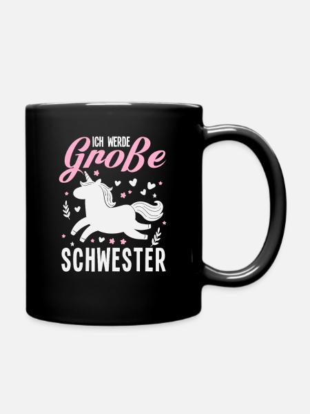 Ich werde Große Schwester Schwangerschaft - Tasse einfarbig - Schwarz