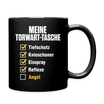 Handball Torwart Tasche – Reflexe ja, Angst nein - Tasse einfarbig - Schwarz - Rechts