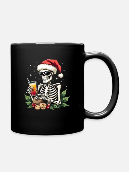 Skelett mit Santa Hut Cocktail - Tasse einfarbig - Schwarz