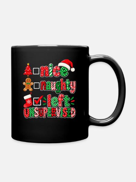 Nice Naughty Left Unanswered – Weihnachtsdesign - Tasse einfarbig - Schwarz