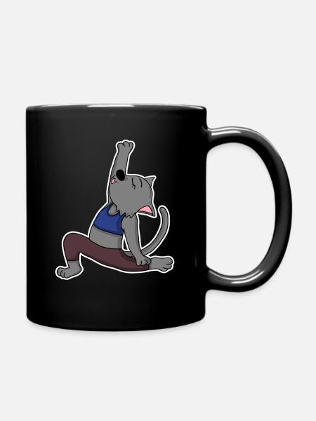 Katze Yoga - Tasse einfarbig - Schwarz