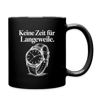 Skizzenuhr Uhrenlogo  - Tasse einfarbig - Schwarz - Rechts