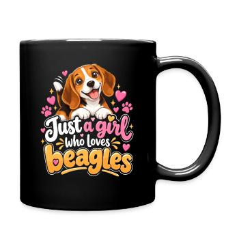 Beagle Girl Love Beagles - Tasse einfarbig - Schwarz - Rechts