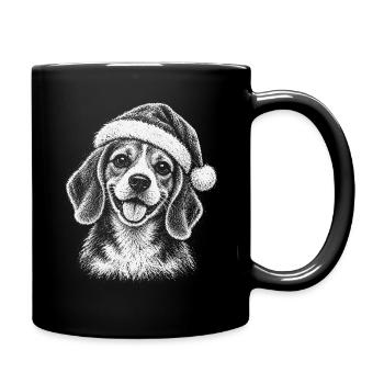 Weihnachtswelpe Linienzeichnung - Tasse einfarbig - Schwarz - Rechts