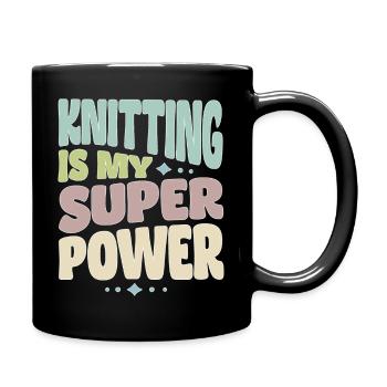 Stricken Strickerin Stricker Knitting superpower - Tasse einfarbig - Schwarz - Rechts