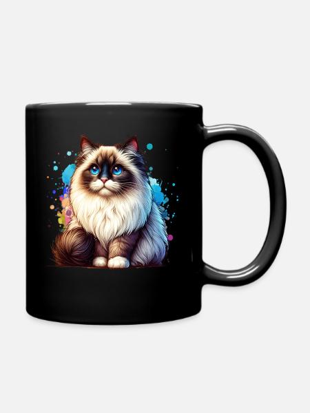 Ragdoll Katze Geschenk - Tasse einfarbig - Schwarz