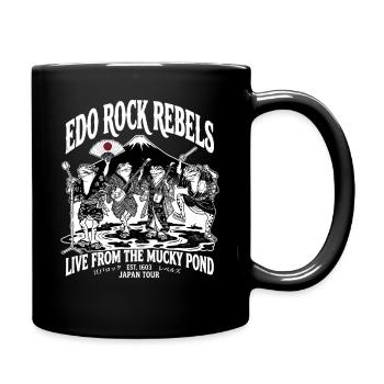 Japanese Frog Rockers Mt. Fuji Muddy Pond Tour Art - Tasse einfarbig - Schwarz - Rechts