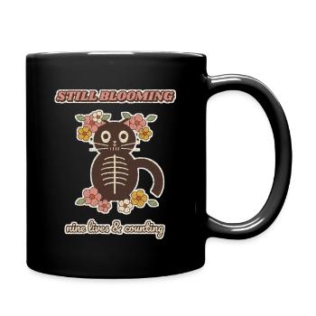 Noch blühende blühende Skelettkatze - Tasse einfarbig - Schwarz - Rechts