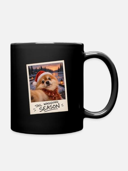 Tail Wagging Season Zwergspitz Selfie - Tasse einfarbig - Schwarz