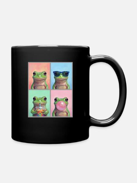 Frösche Frosch - Tasse einfarbig - Schwarz