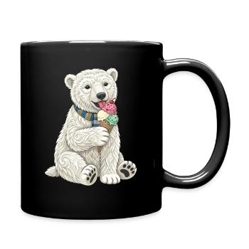Eisbär mit buntem Eiscreme-Spaß - Tasse einfarbig - Schwarz - Rechts