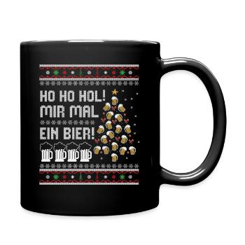 Bier Weihnachtsbaum – Ho Ho Hol mir mal ein Bier - Tasse einfarbig - Schwarz - Rechts