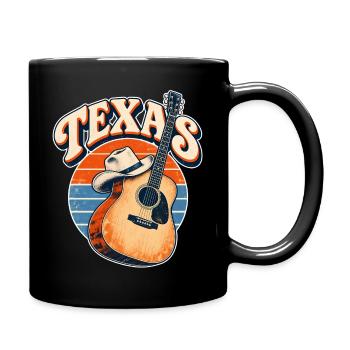Texas Retro Gitarre & Cowboy Hut - Tasse einfarbig - Schwarz - Rechts