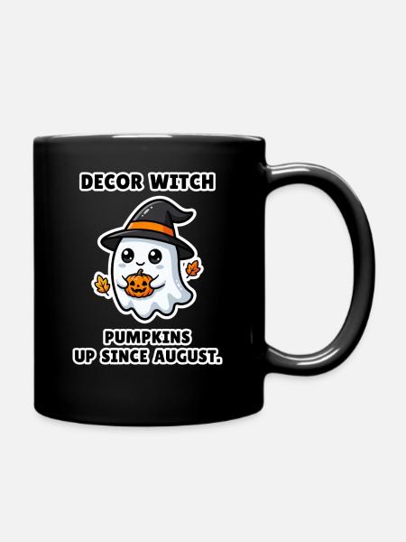 Dekorationshexe – lustiger Halloween-Hexengruppen-Kürbis - Tasse einfarbig - Schwarz