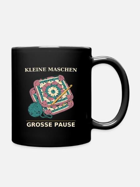 Häkeln Kleine Maschen Große Pause - Tasse einfarbig - Schwarz