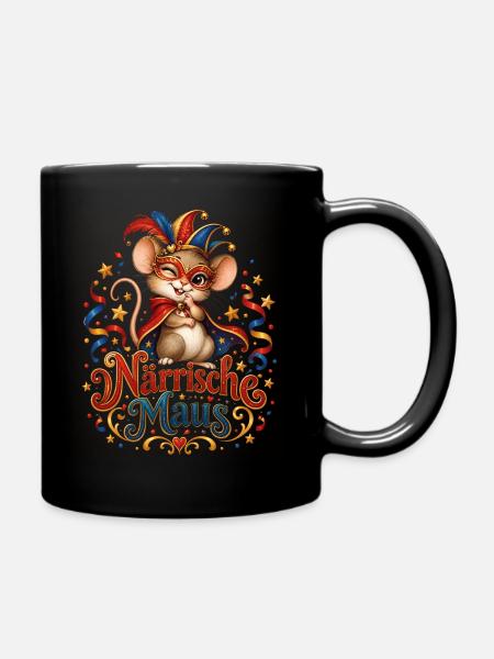 Närrische Maus Karneval Design - Tasse einfarbig - Schwarz