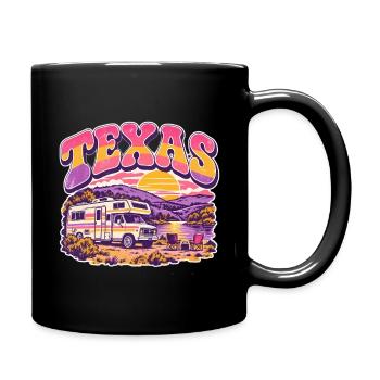 Texas Sonnenuntergang RV Vintage - Tasse einfarbig - Schwarz - Rechts