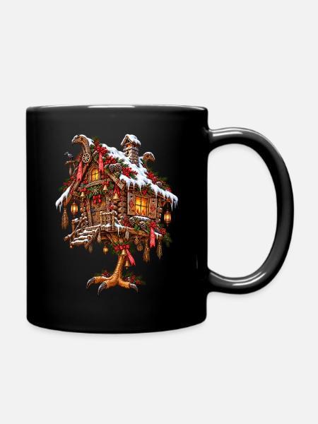 Weihnachts-Baba-Jaga-Hütte slawisches Folklore-Design - Tasse einfarbig - Schwarz