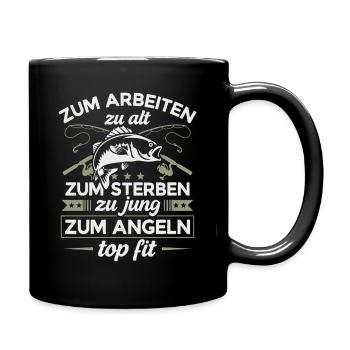 Angler Fischer Angel Zum Angeln Top Fit - Tasse einfarbig - Schwarz - Rechts