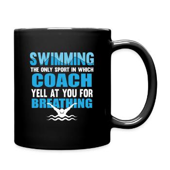 Schwimmen Lustig Trainer Schwimmer Spruch Sport - Tasse einfarbig - Schwarz - Rechts