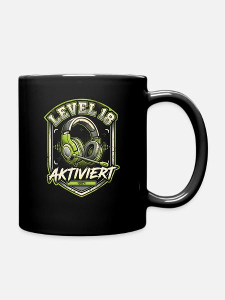 Level 18 Aktiviert Gamer Headset - Tasse einfarbig - Schwarz