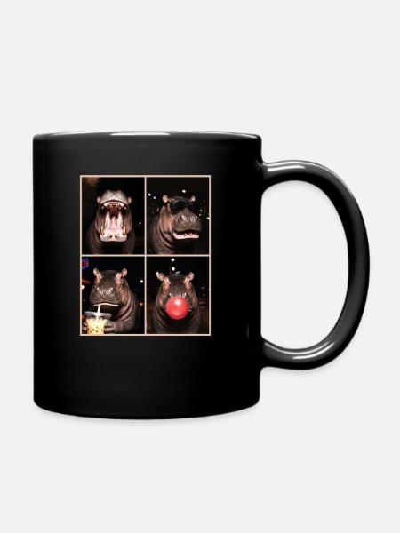 Nilpferd Flusspferd - Tasse einfarbig - Schwarz