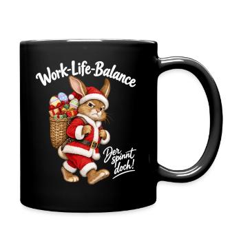 Hase im Santa-Outfit: Work-Life-Balance - Tasse einfarbig - Schwarz - Rechts
